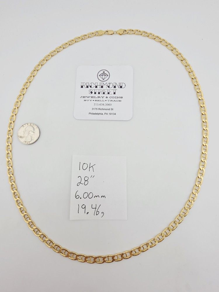 10k gold 28" mariner link chain