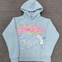 Sp5der V2 Hoodie 'Sky Blue' - Size S