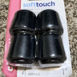 SoftTouch Furniture Rubber Leg Tips (4 Piece), 1", Black