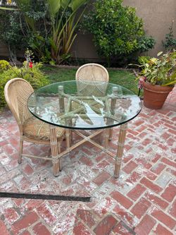 Round Bamboo Table and 2 Chairs