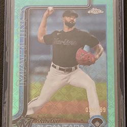 2025 Topps Chrome LogoFractor Sandy Alcantara Aqua Refractor #038/199