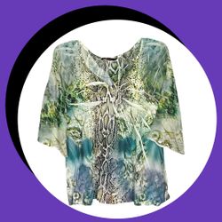 Musha By Sierra Multicolored Snake Print Shirt Wm XL