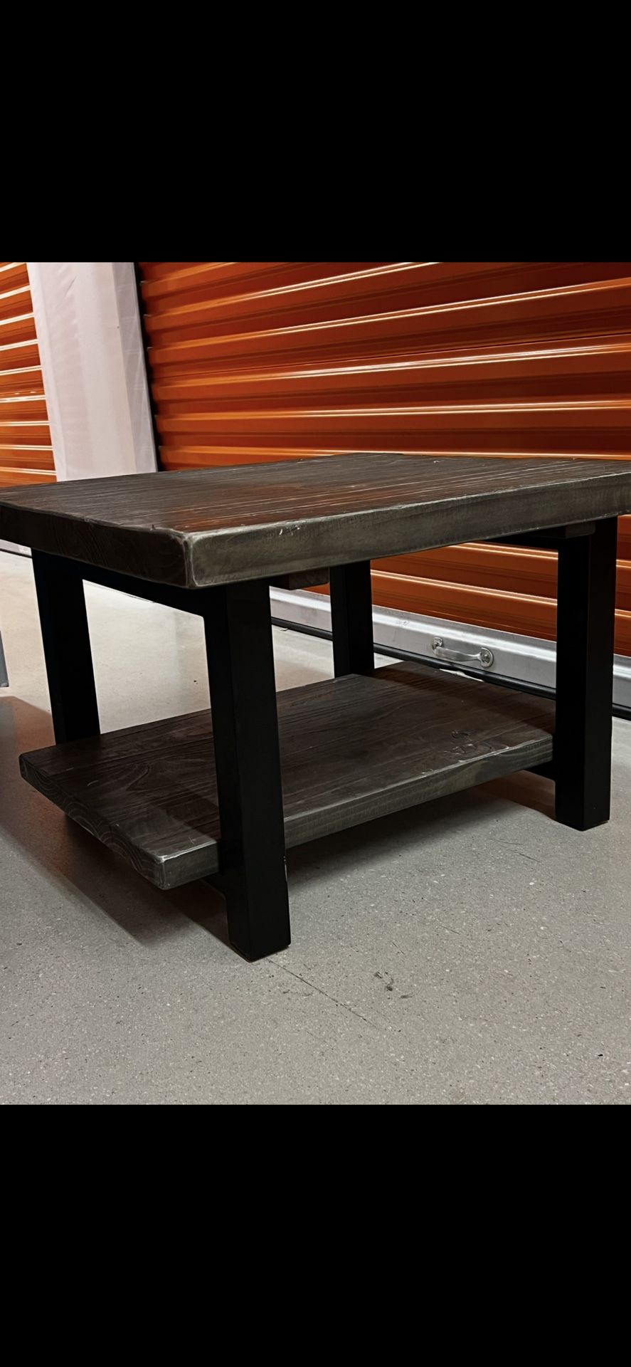 Wooden Table Vintage Rustic Metal Side Chair Kitchen Coffee Table Garage Office Very Heavy