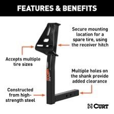 Spare Tire Hitch Mount For Truck, SUV, Trailer Or Car