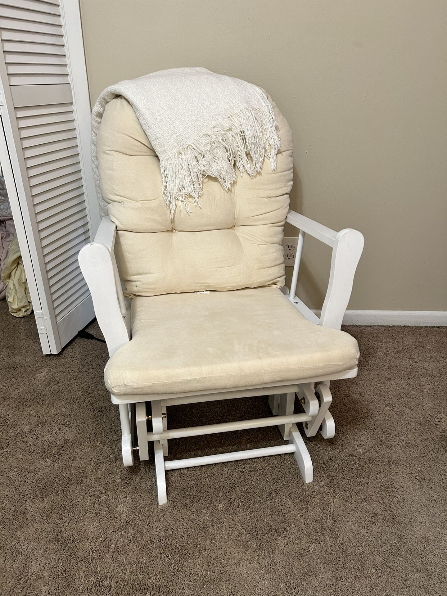 White & Beige Rocking Chair