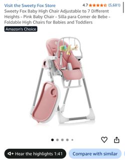 Sweety Fox Adjustable & Foldable Baby High Chair – Pink