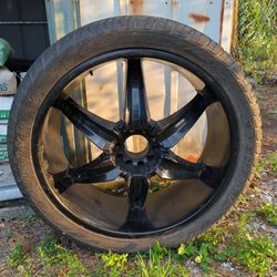 24" Black Rims With Tires 