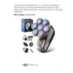 Brand new Head Shavers for Bald Men - 5-in-1 Electric Head Shaver Grooming Kit, 7D Floating Wet/Dry Electric Razor for Bald Heads with LED Smart Displ