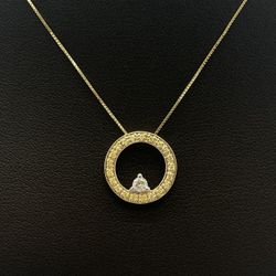 Diamond Pendant Gold Chain 14K New