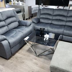 2pc Living Set Sofa And Loveseat,  4 Recliners 