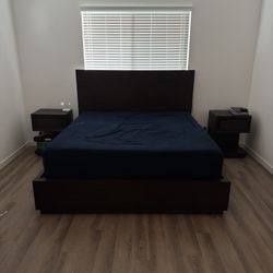 Mattress, Bed Frame, And Night Drawers