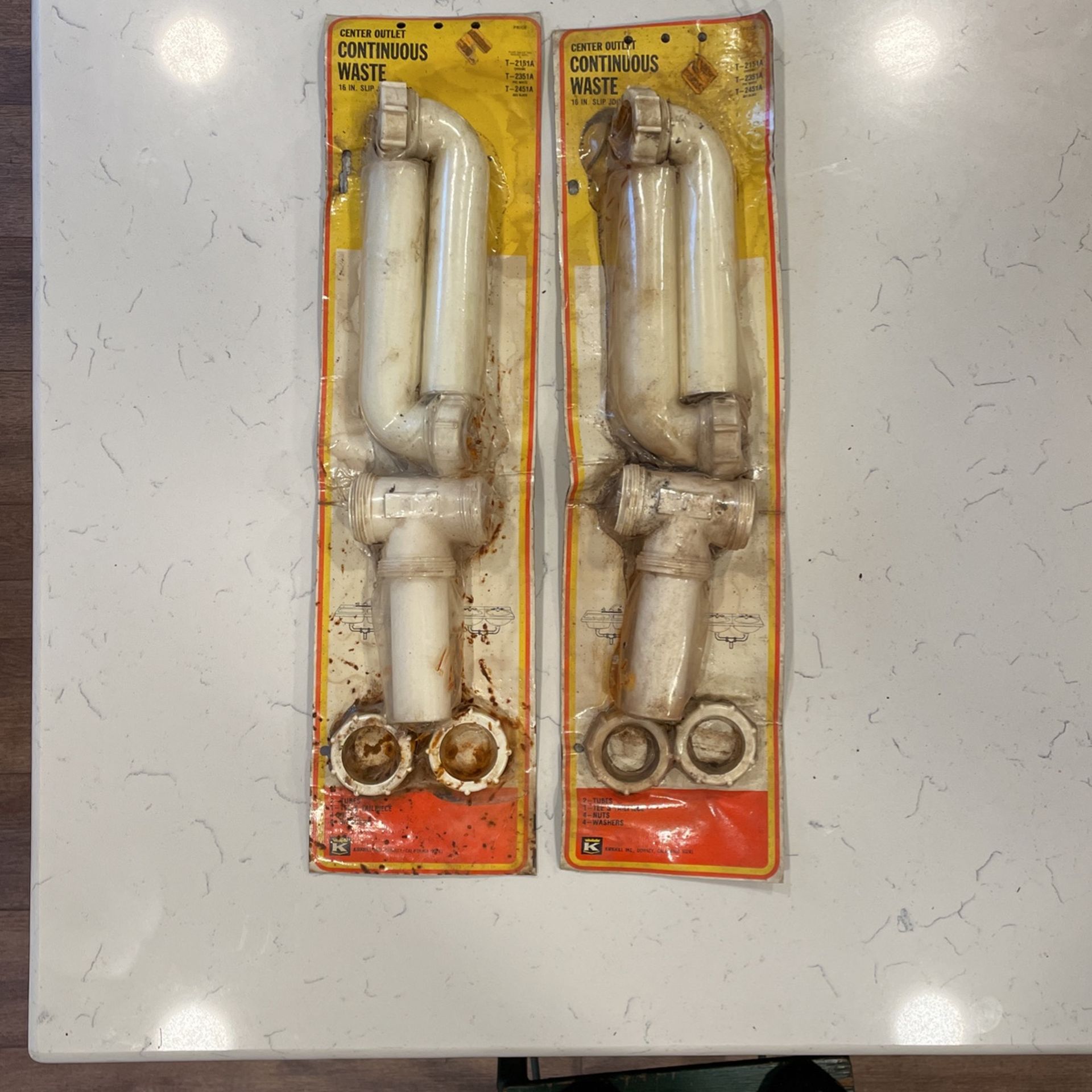 2 Qty PVC Center Outlet Continuous Waste Kits