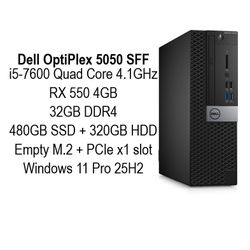 Dell Optiplex 5050 SFF – i5 7600 / 32GB / SSD+HDD / RX 550 4GB