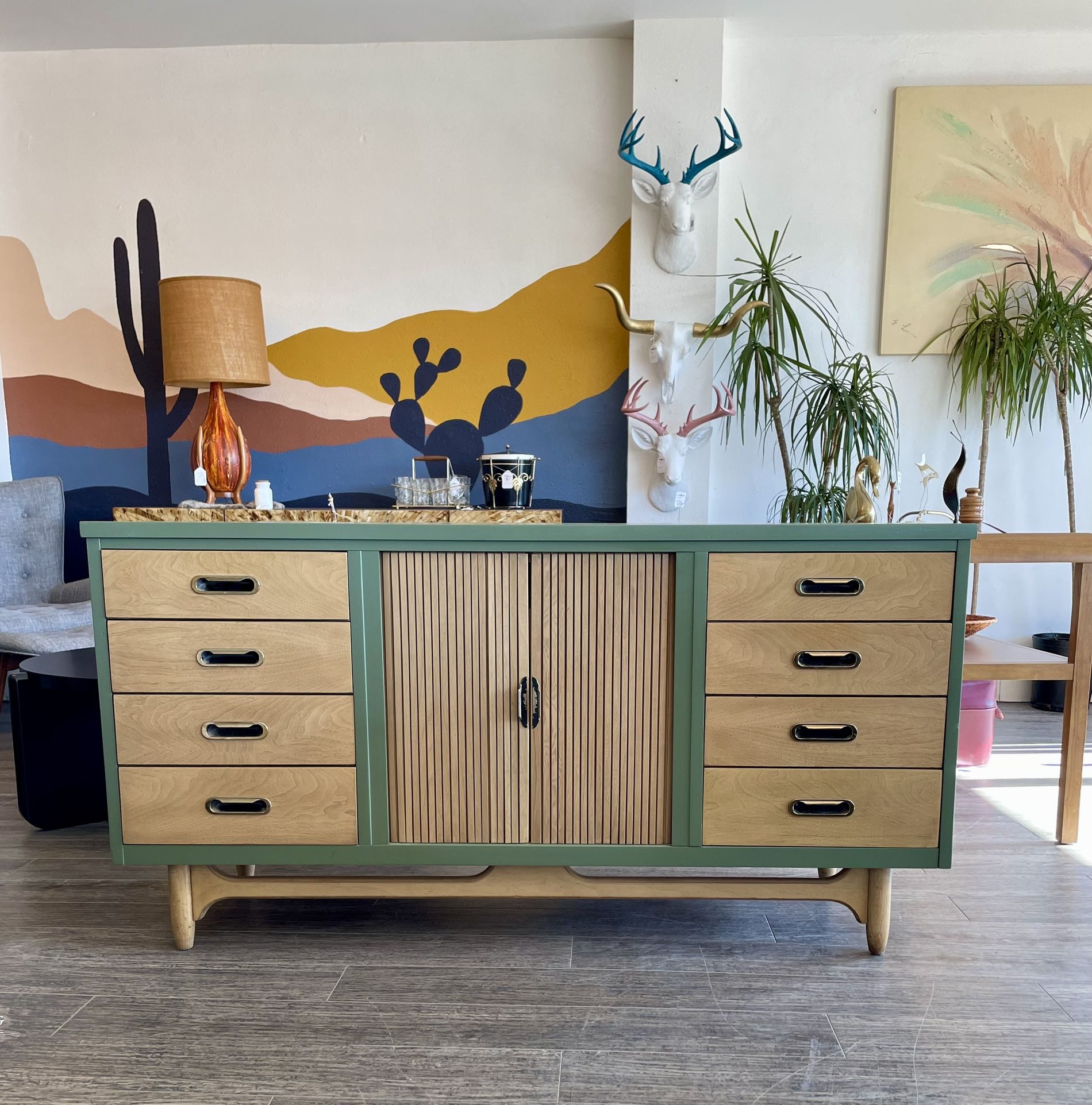 Two-Toned Sage Vintage MCM Buffet