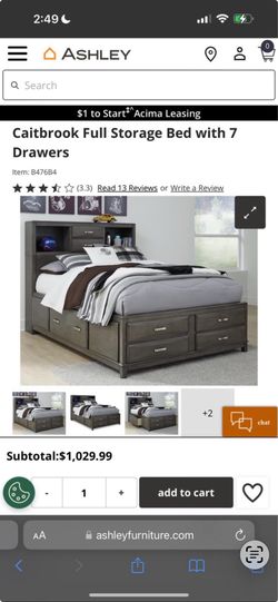 QUALITY Ashley Furniture FULL SIZE Bed Frame w/ Storage 7 Drawers