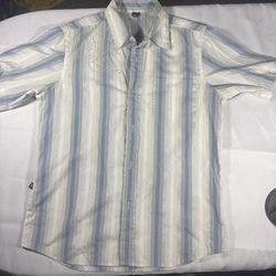 Vintage Medium White And Blue Rusty Button Down Shirt