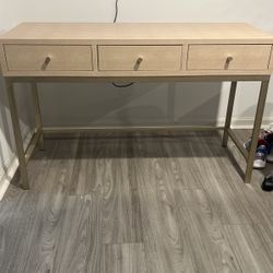 Tan Desk With Gold Hardware