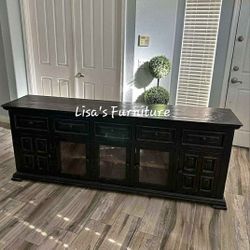 Beautiful 82" Dark Espresso TV Stand 