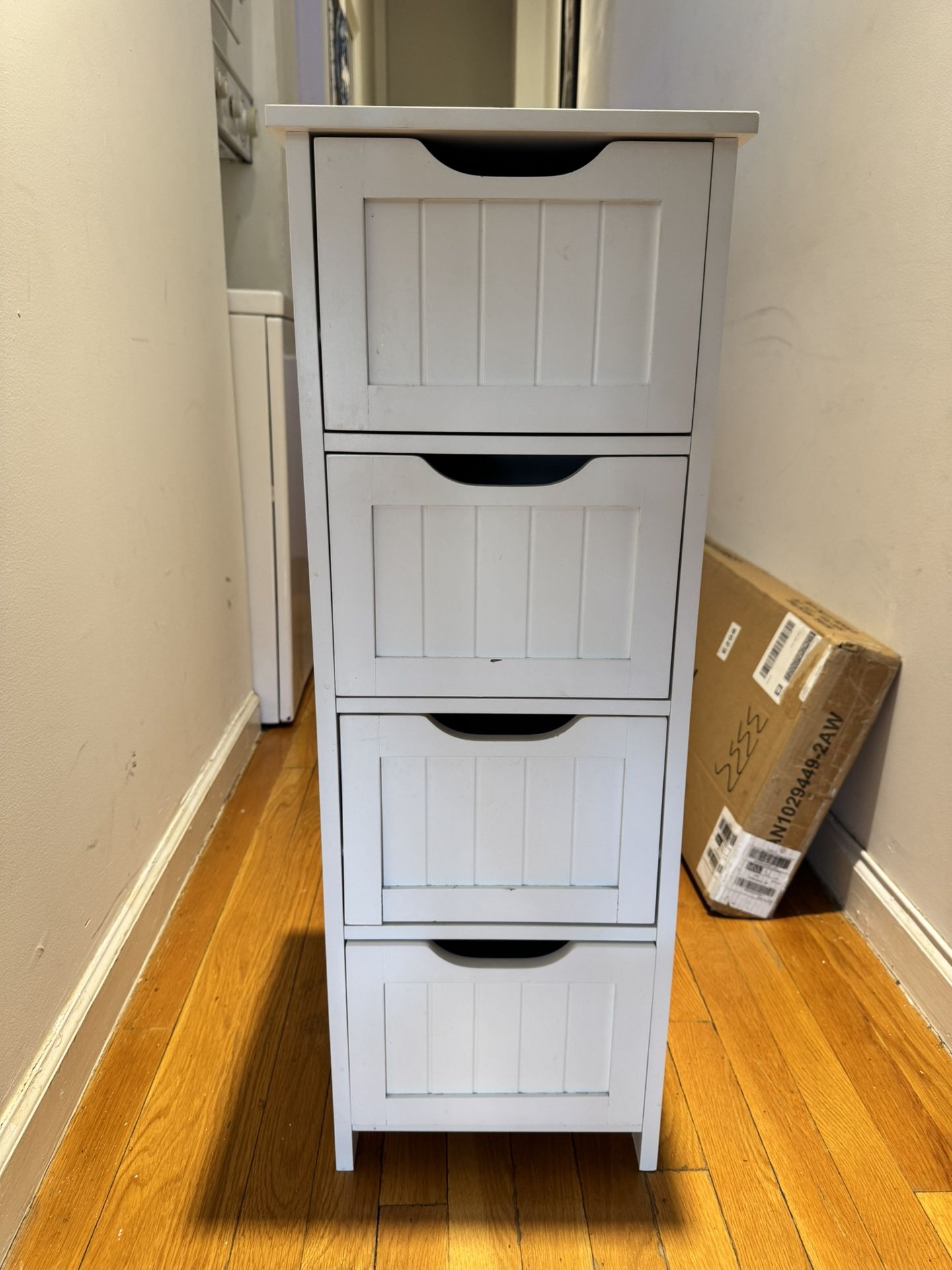 SLIM WHITE 4-DRAWER STORAGE CABINET $40 - PERFECT FOR NYC APTS - HARLEM PICKUP TODAY!