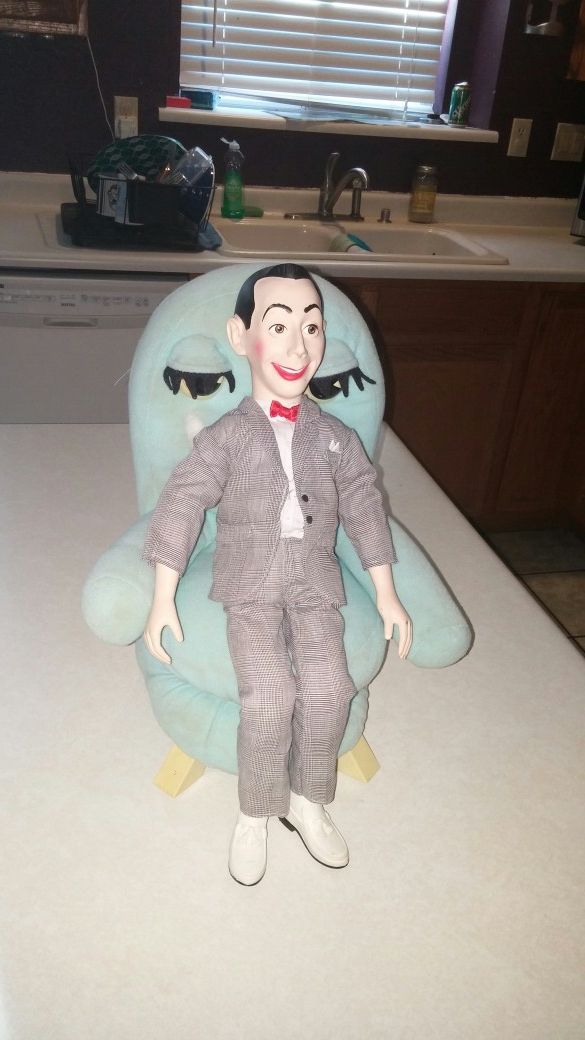 1987 PEE WEE'S PLAYHOUSE PEE WEE HERMAN DOLL RARE AND CHAIRRY PUPPET RARE