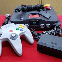 Nintendo 64 Video Game System with Controller, Expansion Pack, and Plugs - Grey - NUS-001 - Working