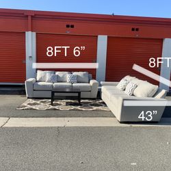 Living Spaces Beige Sofa Set 