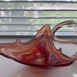 Orange Swan Glass Bowl