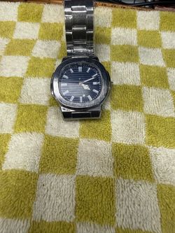 Silver Stainless Steel Watch Blue Dial