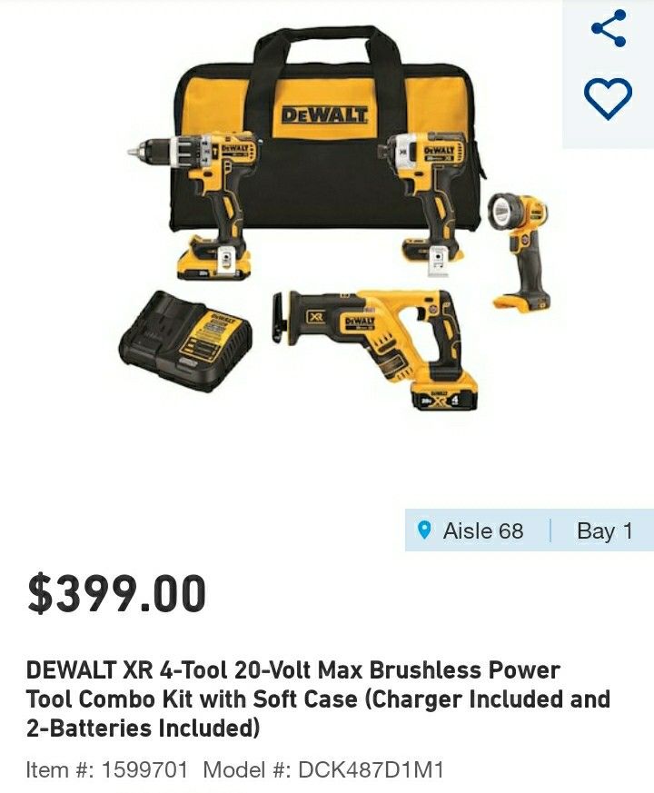 Dewalt XR 20 volt power tool kit combo brushless NEW