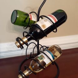 L@@K! Vintage Metal Spiral Wrought Iron Tabletop Metal Wine Rack 4 Bottle Holder
