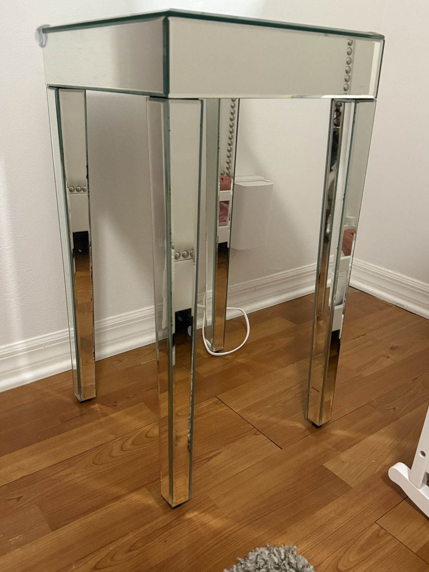 Mirrored Side Table 14 Wide 25 Tall