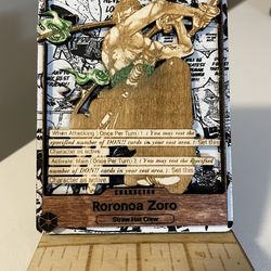 One Piece Roronoa Zoro Manga Wooden Card Art