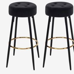 Black Velvet Stools With Gold Trim