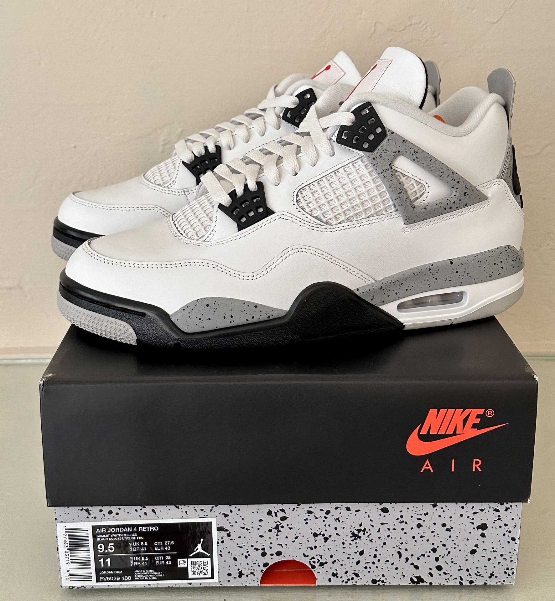 Nike Air Jordan 4 White Cement - SZ 9.5 - DS