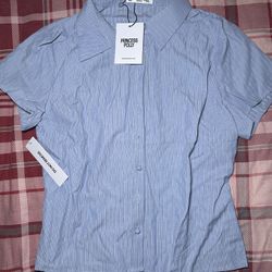 NEW Princess Polly Women Lift Off Button Up Top Blue - Size 10
