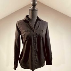 Small Black Button Up