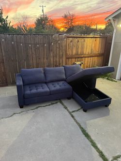 Free Delivery! Blue Sectional Couch with Storage