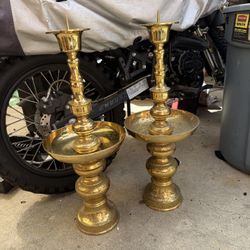 Antique Brass Candle Holders