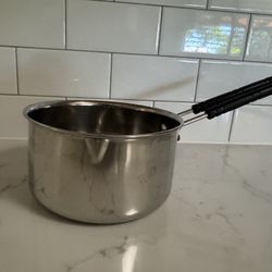 Stainless Steel Saucepan w/ Black Handles
