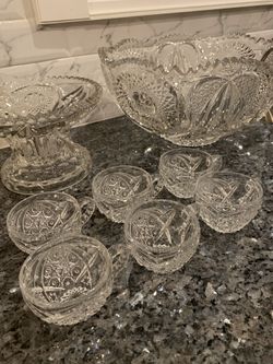 Large Heavy crystal bowl with stand
