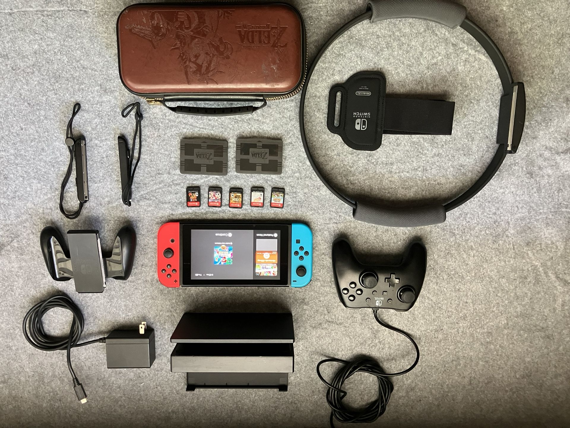 Nintendo Switch Bundle - Games + Ring Fit + Accessories - Great Condition!