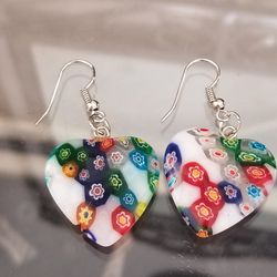 Multi Color Heart Glass Earings