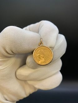 14KT GOLD PENDANT W COIN #34600