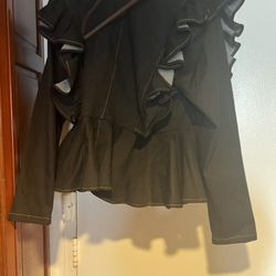  Dorinda Clark Cole Coat ruffle dress suit jacket sports bomber blazer