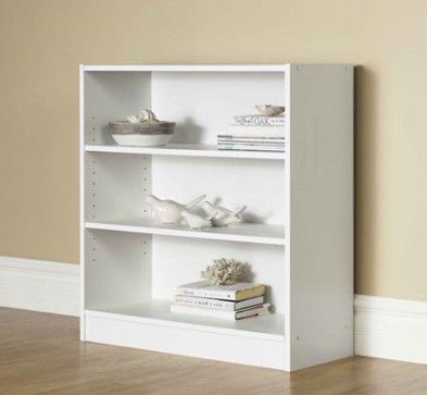 New Mainstays 32" 3-Shelf Wide Bookcase, White