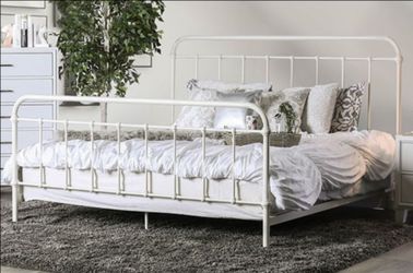 Brand New White Solid Metal California King Bed Frame