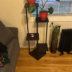 5 Tier Plant Stand Wood Metal Black Dark Brown