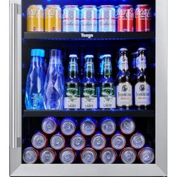 24 in. Single Zone 180-Cans Built-In/Freestanding Beverage Refrigerator in Stainless Steel Beer Drink Cooler Fridge