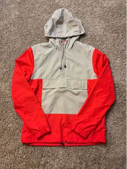 Arizona Jean Co. Colorblock Anorak Pullover Jacket Mens Size Small Red Beige