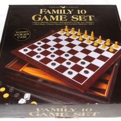 Cardinal Industries Classic Games 10 Game Set - With Wood Storage Cabinet